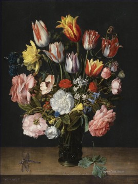 フラワーズ Painting - ボシャールト・アンブロジウス チューリップの静物画 バラ ブルーベル 水仙
